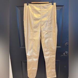 NEW RIVIR Gold Metallic Faux Leather Pants